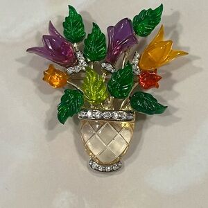 Vintage Signed Lucite Brooch